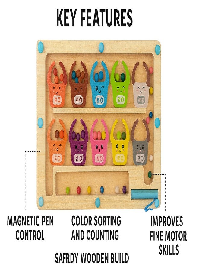 Fun4you Magnetic Color & Number Maze Montessori Wooden Board Game - Learning & Counting Toy, Fine Motor Skills Puzzle, Color Matching Educational Toy for (Ages 3-5 Years) Toddlers, Boys & Girls - Image 3